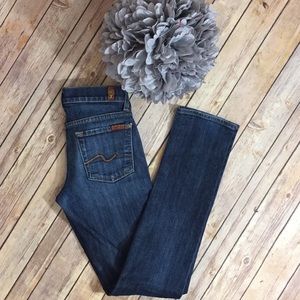 7FAM Roxanne dark wash jeans 25